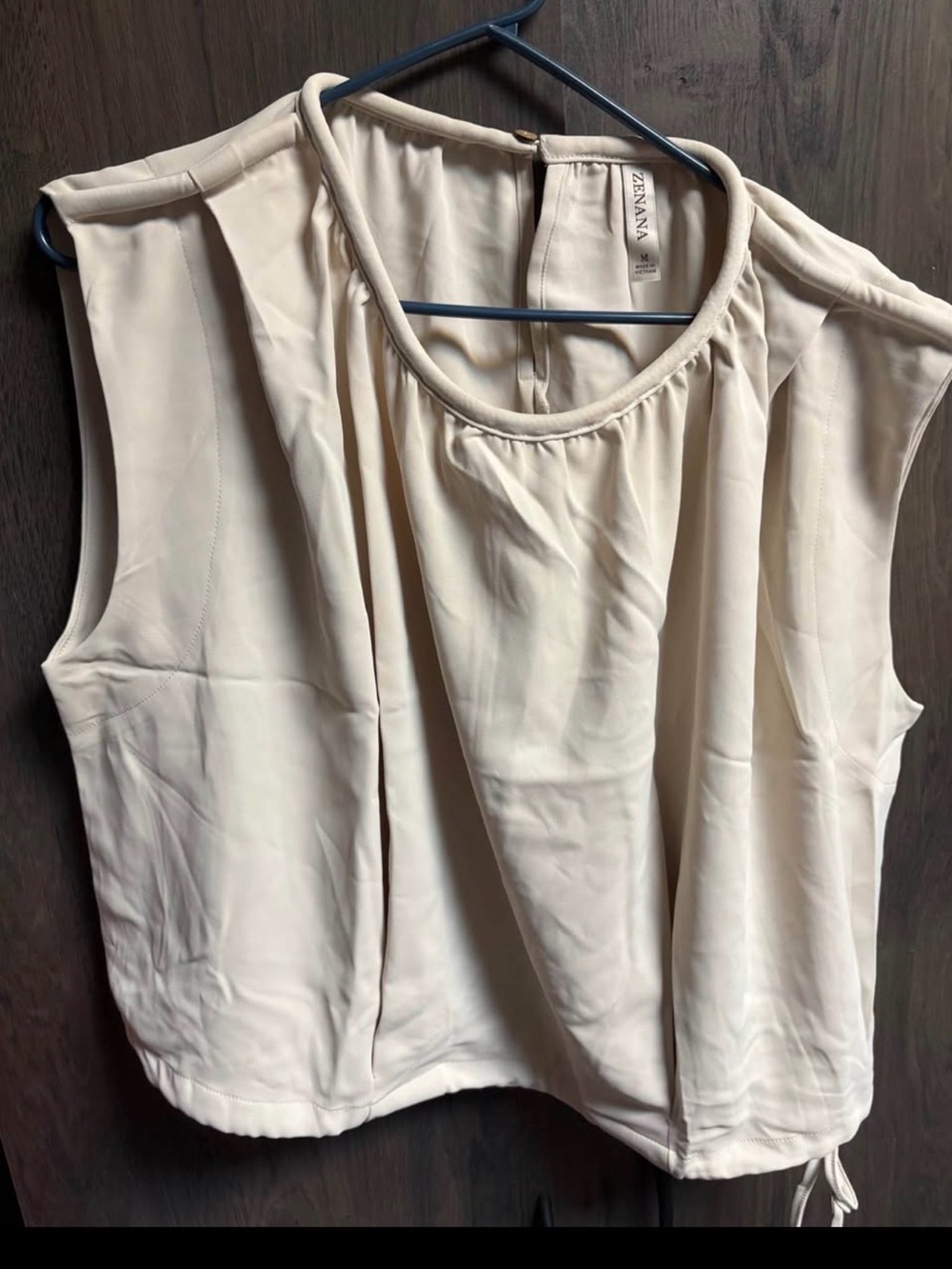 Zenana Outfitters Cream Pleated Sleeveless Camisole